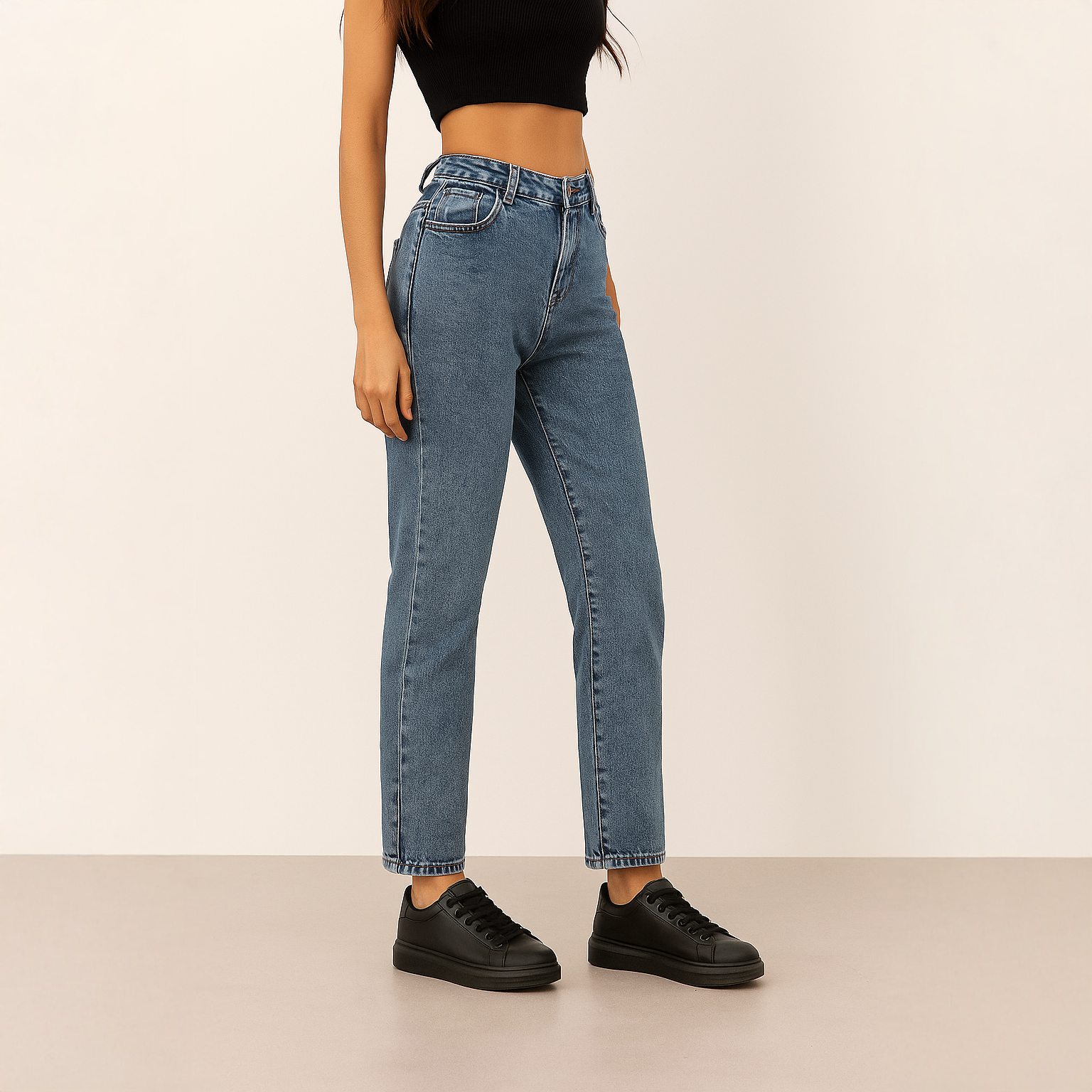 Petite Straight Fit Denim Jeans