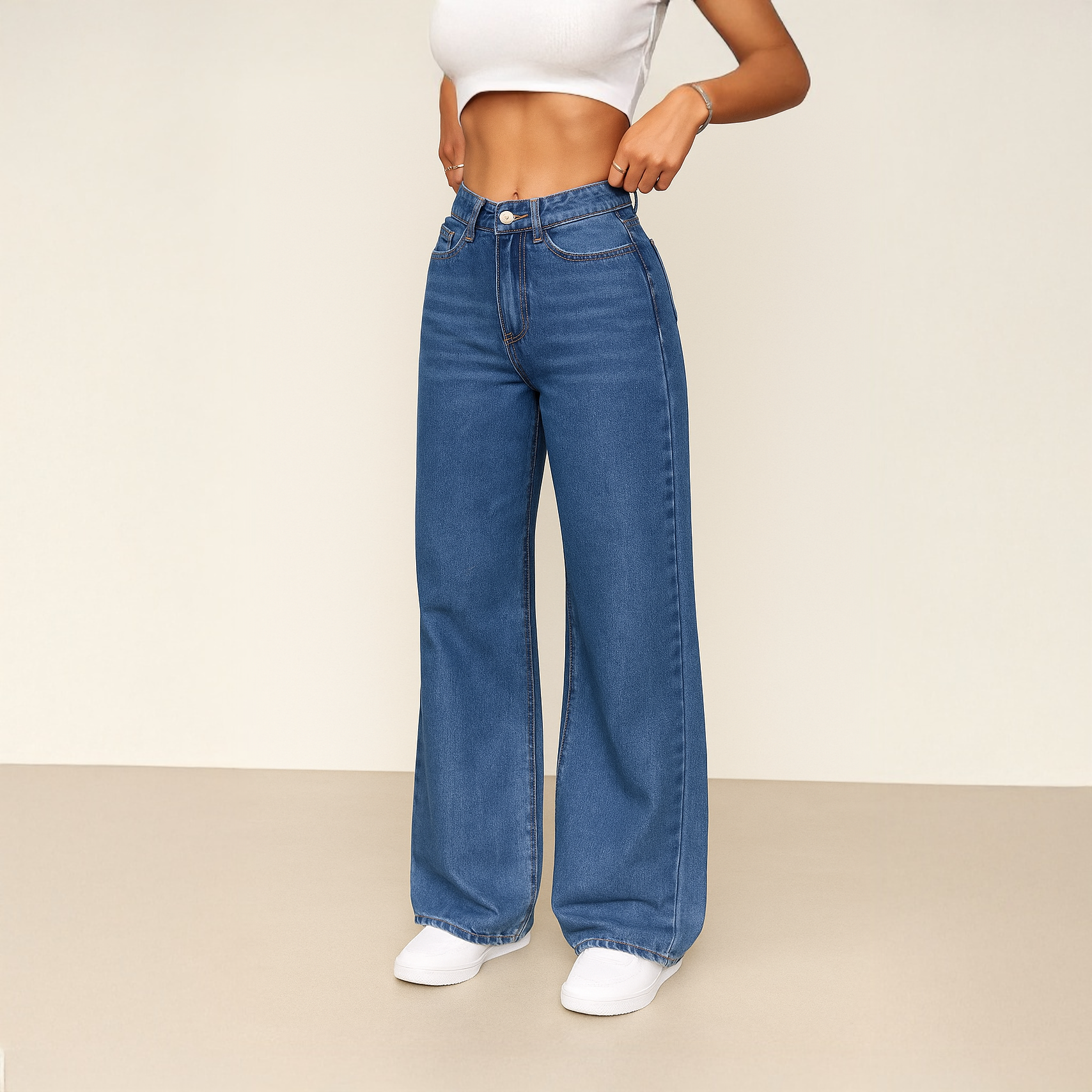 Petite Wide Leg Denim Jeans