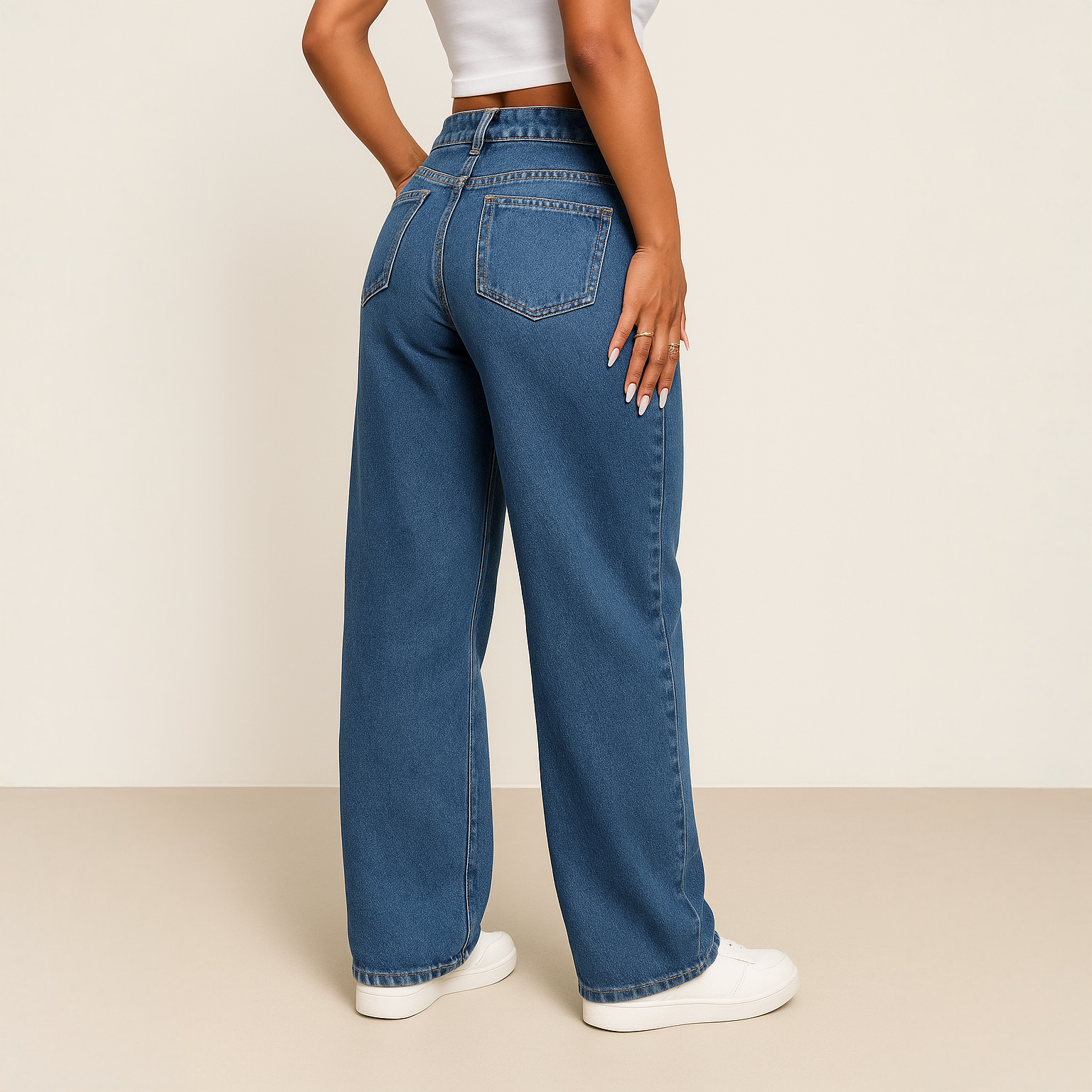 Petite Wide Leg Denim Jeans
