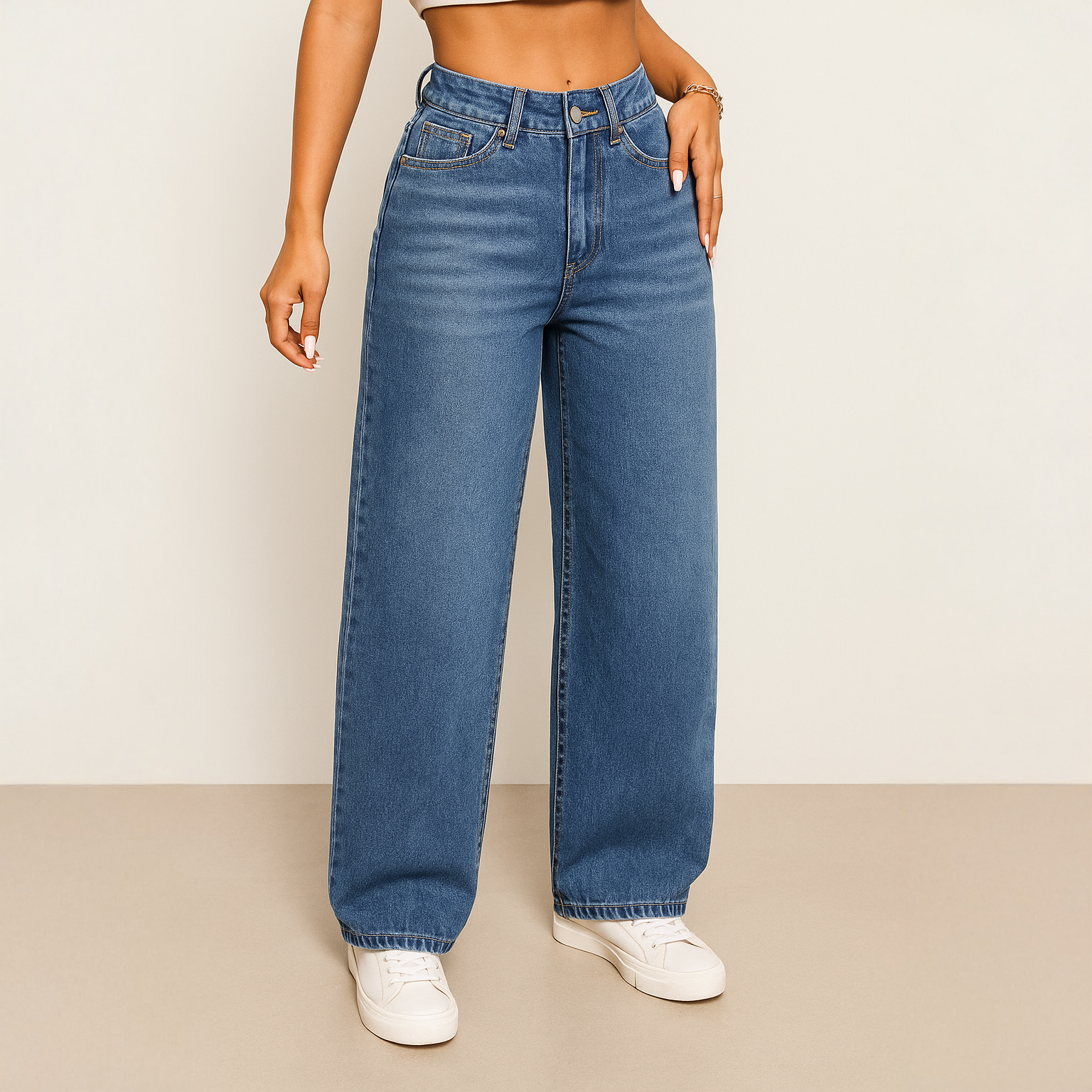 Petite Wide Leg Denim Jeans