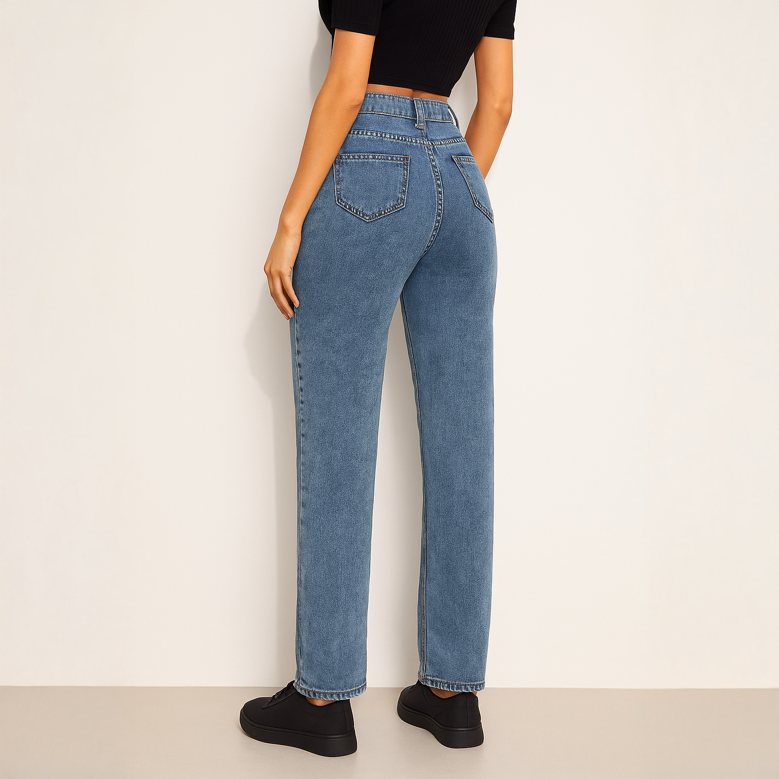 Petite Straight Fit Denim Jeans